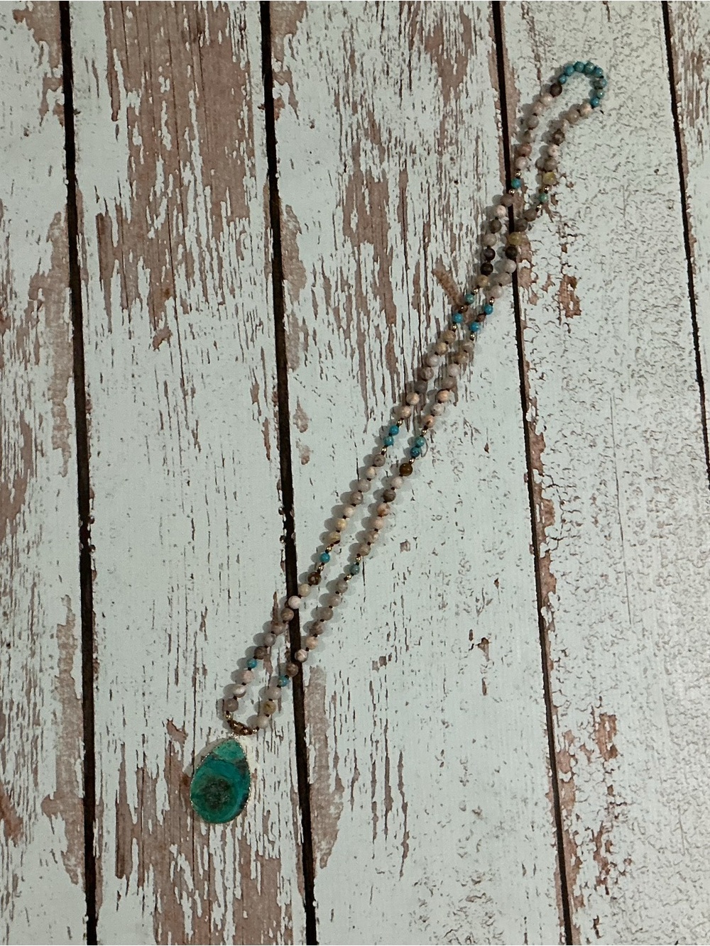 Turquoise Pendant Beaded Necklace